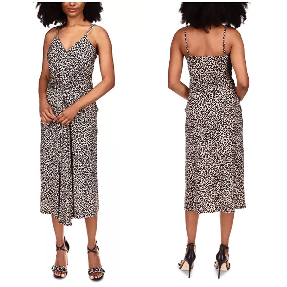 MICHAEL Kors Cheetah Print Matte Jersey Twist Front Detail Sleeveless Cami Dress